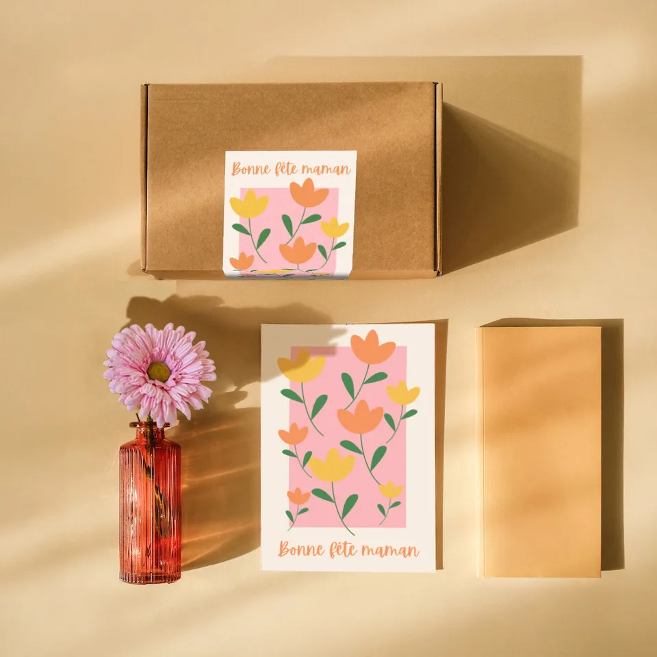 Flowrette Petit Coffret Fête des mères rose gerbera papier