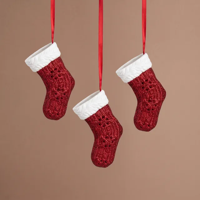 Sia Home Suspension Lappi Chaussette déco Noël rouge 12 cm