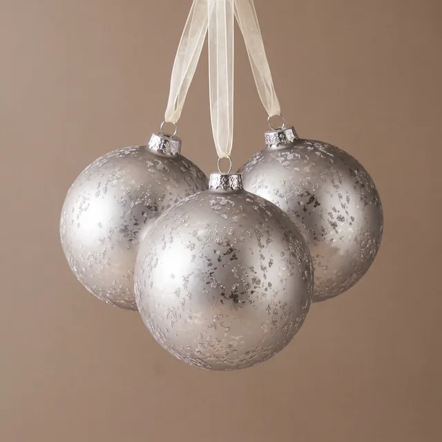 Sia Home Boule Noël Pailletée Mat 10 cm gris violet