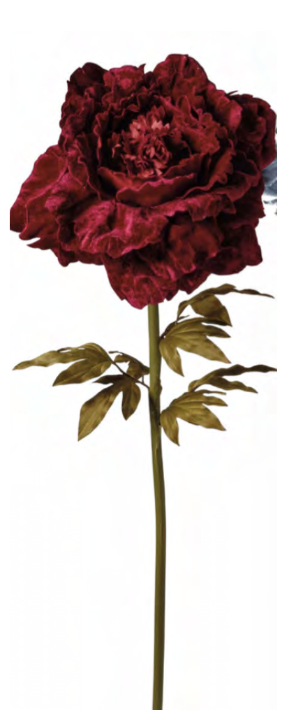 Feuillazur pivoine velours fleur artificielle rouge 115 cm