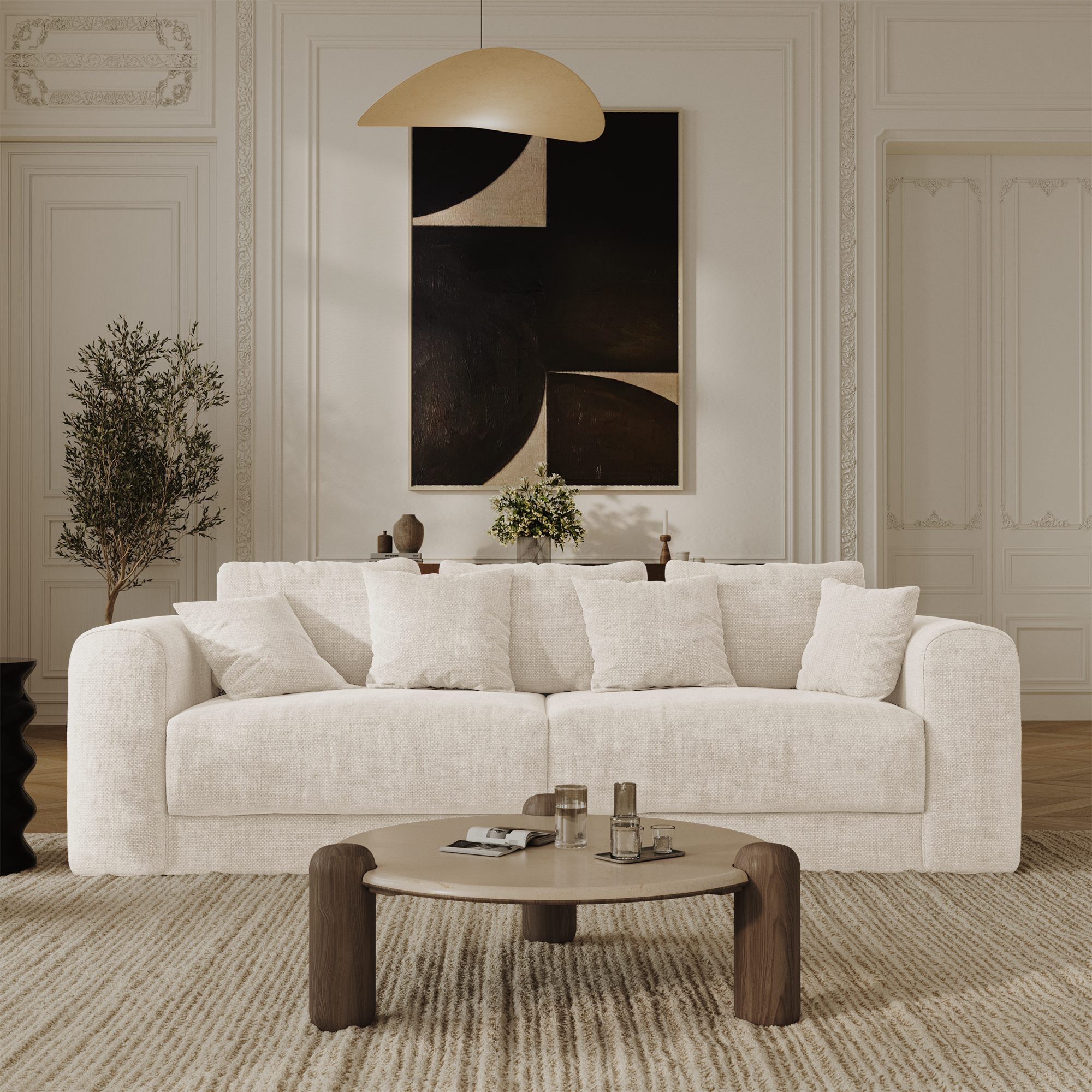 Sia Home Rio canapé convertible crème 4 places avec coffre