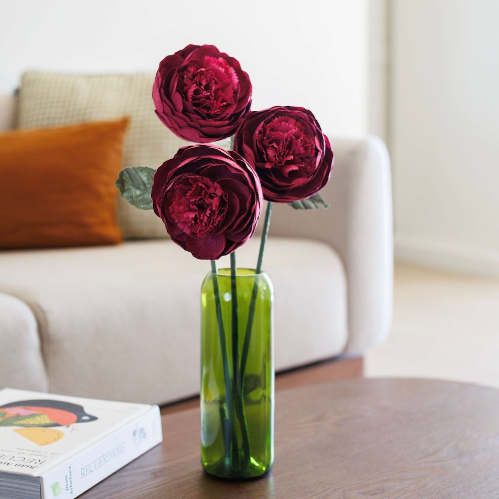 Flowrette Bouton Pivoine Papier Bordeaux Fleur x1 Romantique