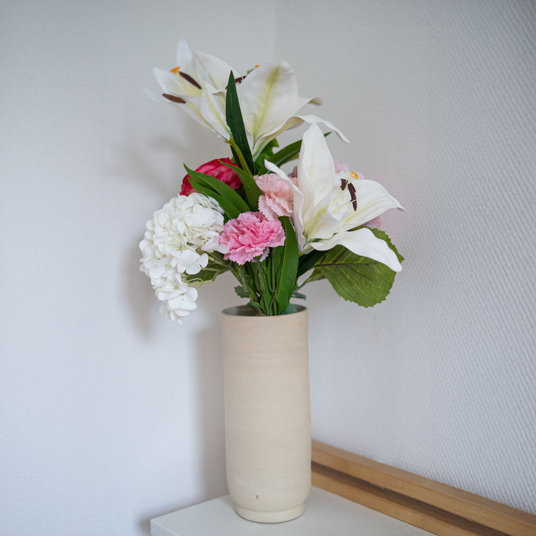 Flowrette Clémence bouquet artificiel blanc rose sans entretien