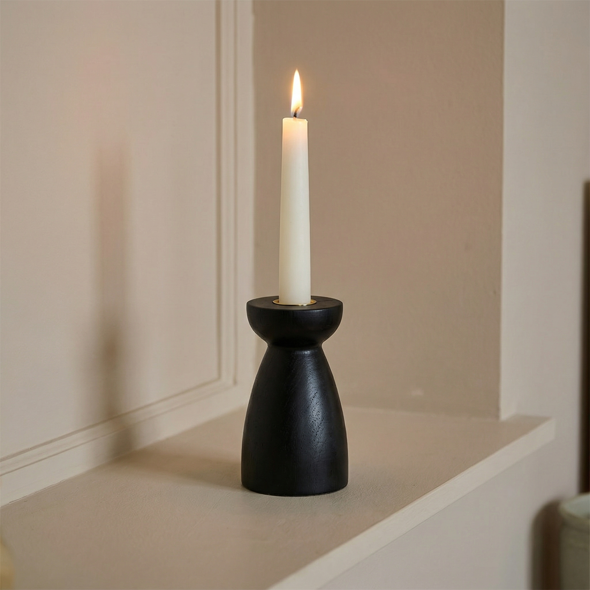 Sia Home Elya bougeoir bois noir 12 cm chandelle