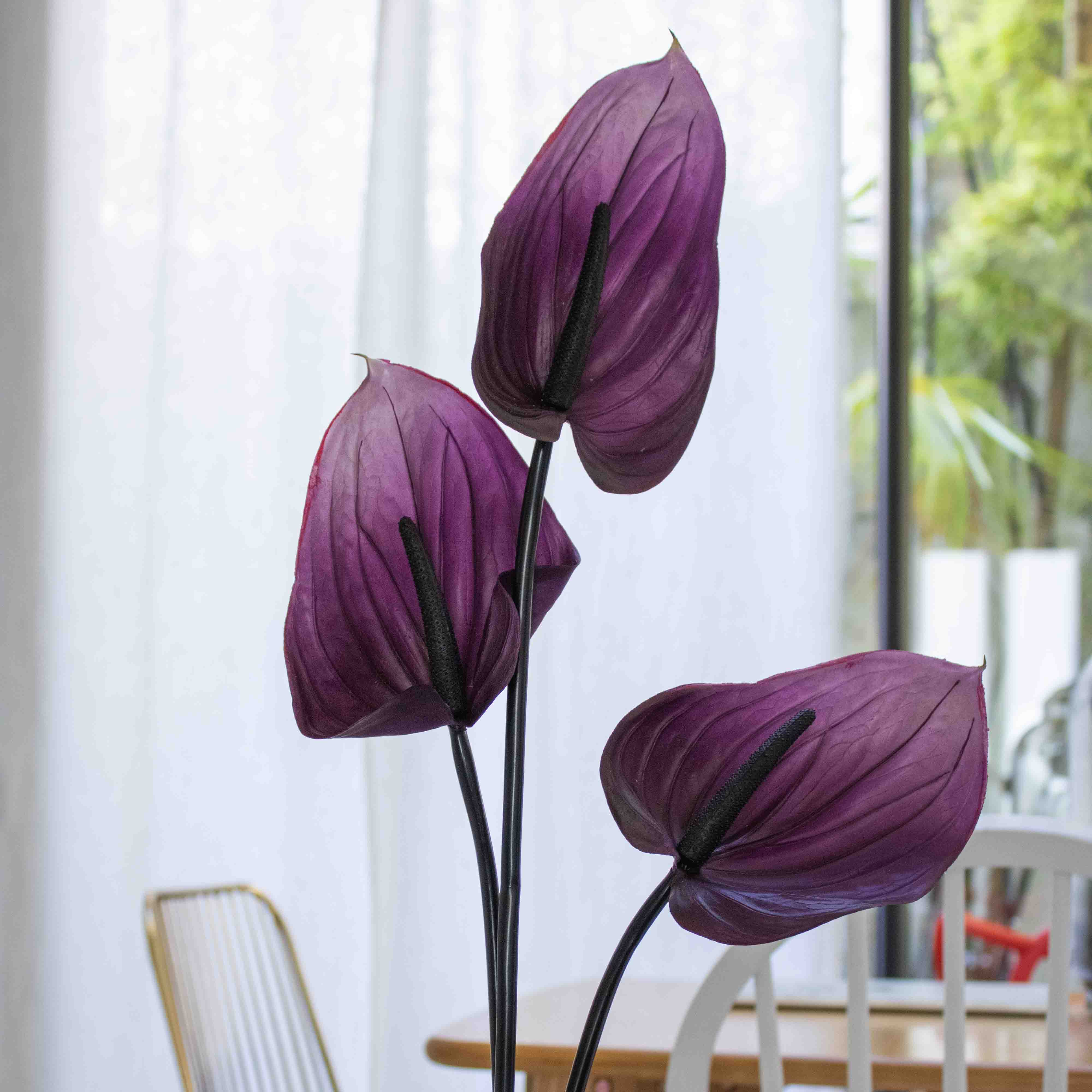 Flowrette Anthurium violet fleur artificielle tige x1