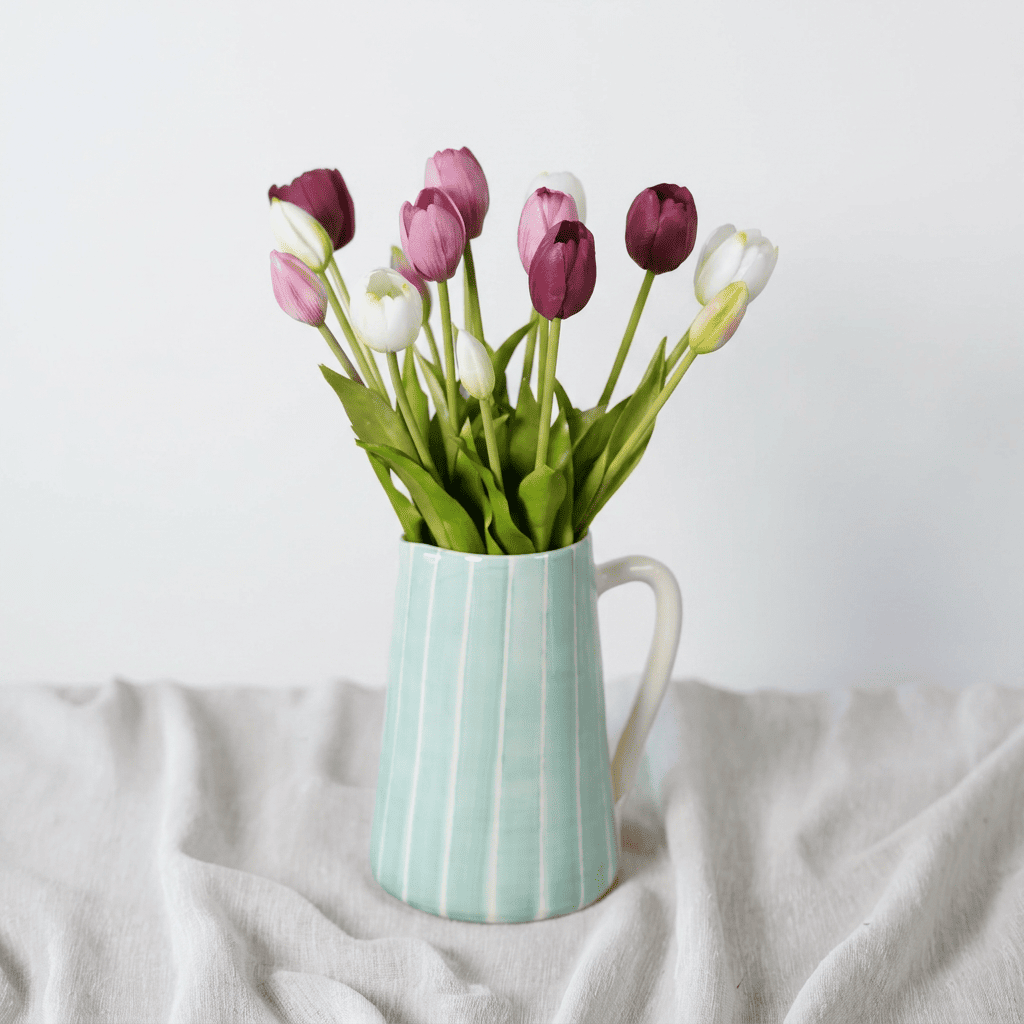 Flowrette Aurore bouquet tulipes artificielles pastel rose