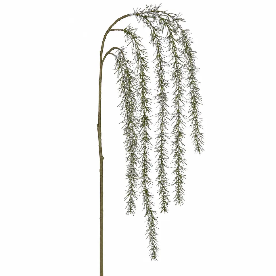 Sia Branches artificielles pin pailleté branche tombante verte 108 cm