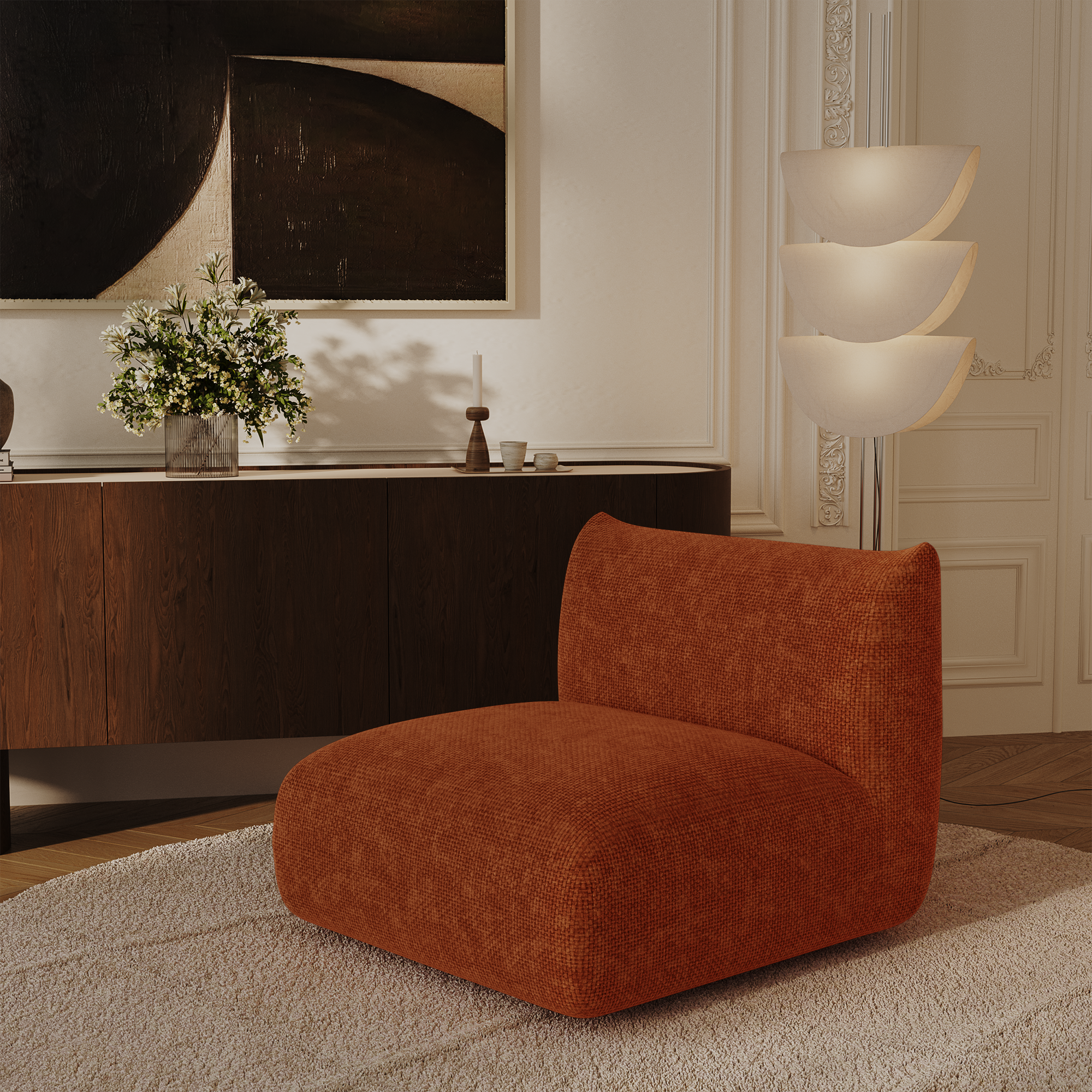 Sia Home Nooma fauteuil tissu crème modulaire arrondi