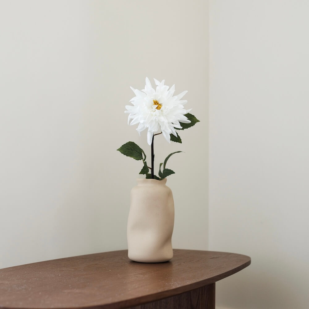Flowrette Dahlia blanc fleur artificielle x1 réaliste