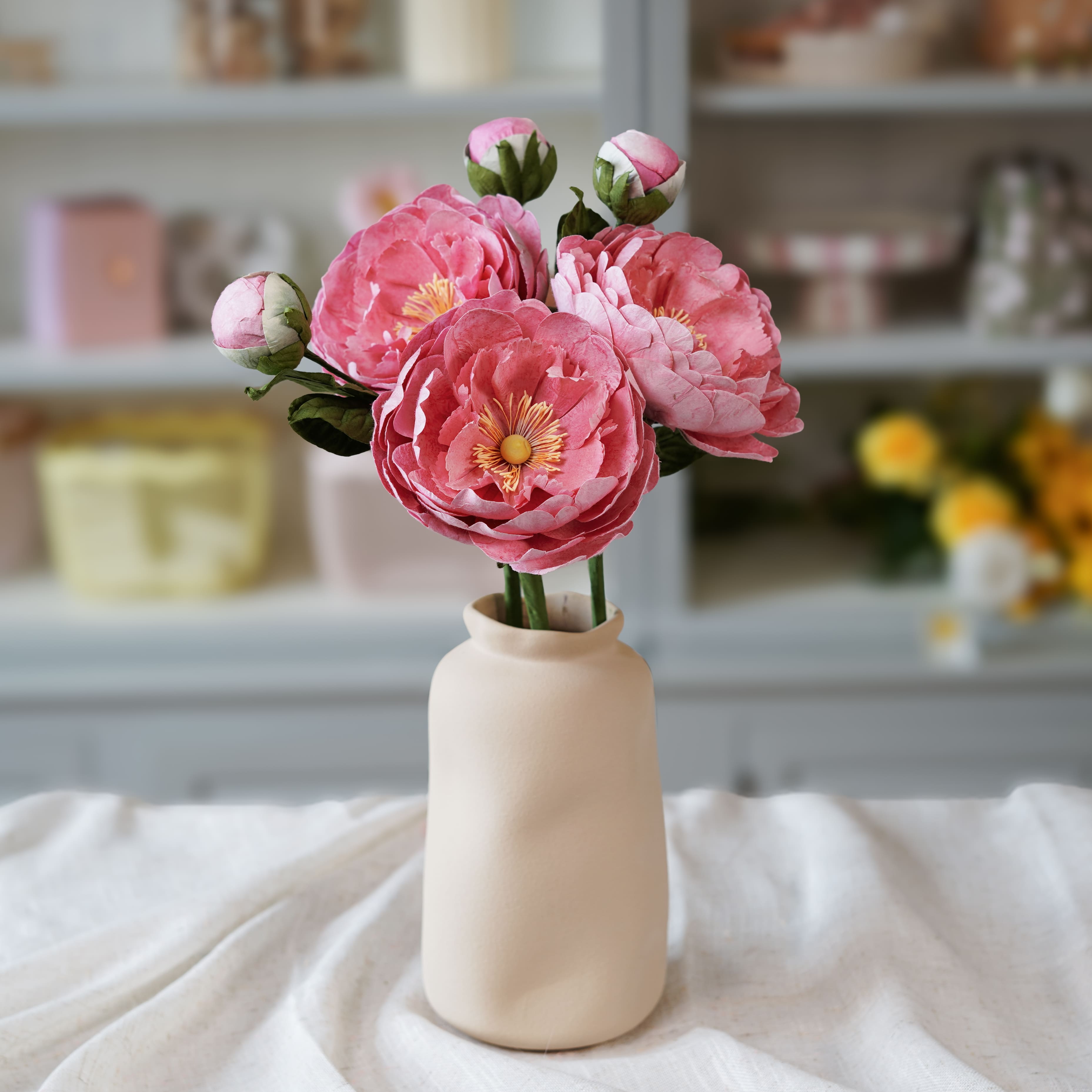 Flowrette Fleurs en papier grande pivoine rose foncé x1