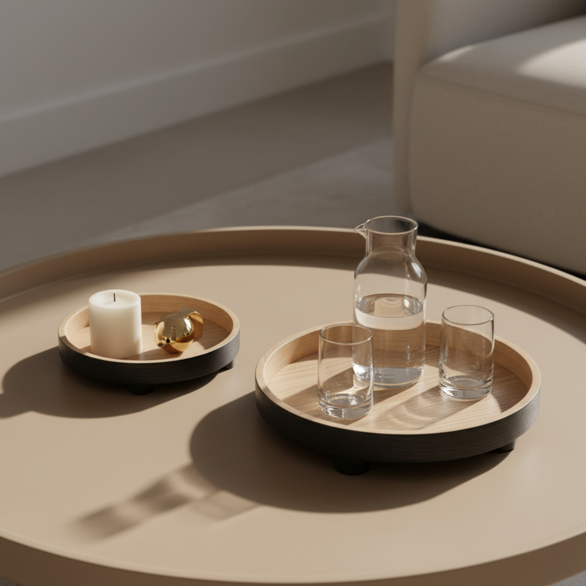 Sia Services Noa set 2 plateaux ronds noir bois