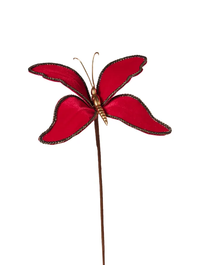 Feuillazur Rungis Papillon sur branche déco rouge 25x30cm