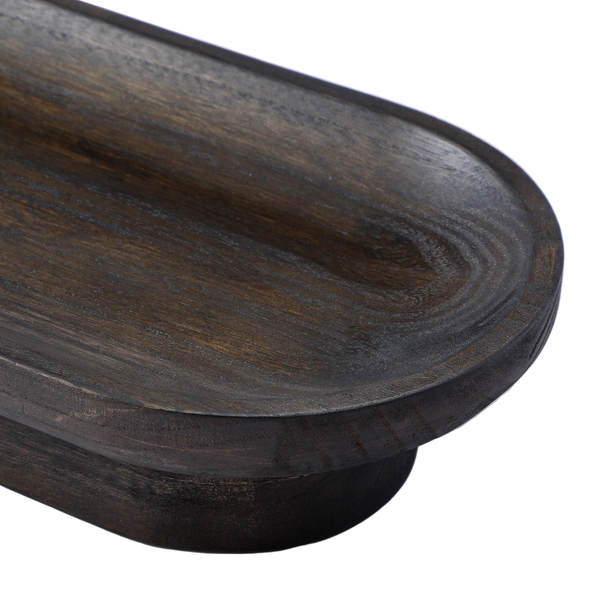 Sia Home Ebon plateau décoratif ovale noir 38 cm bois