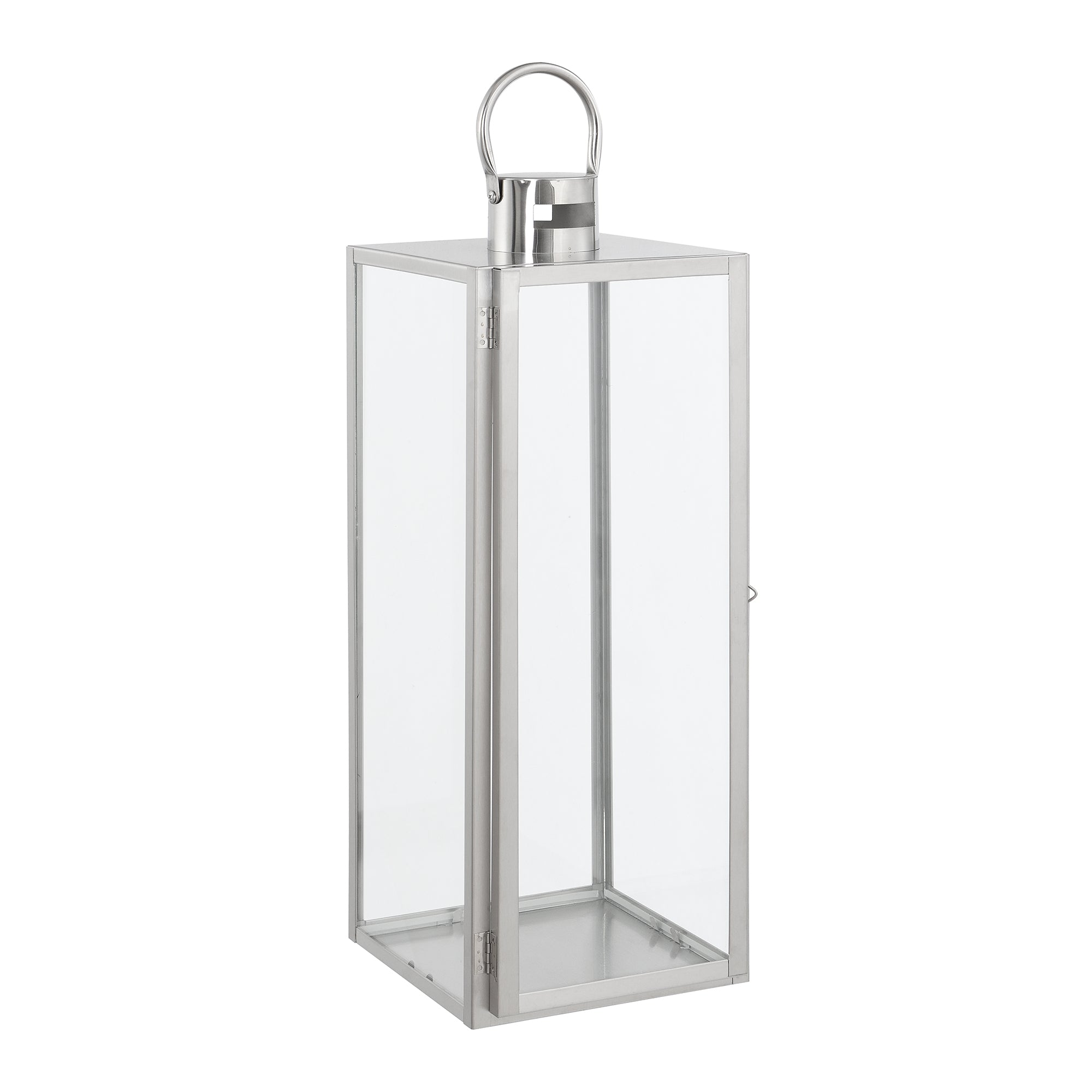 Sia Home Zaka lanterne argenté acier verre 50cm sol