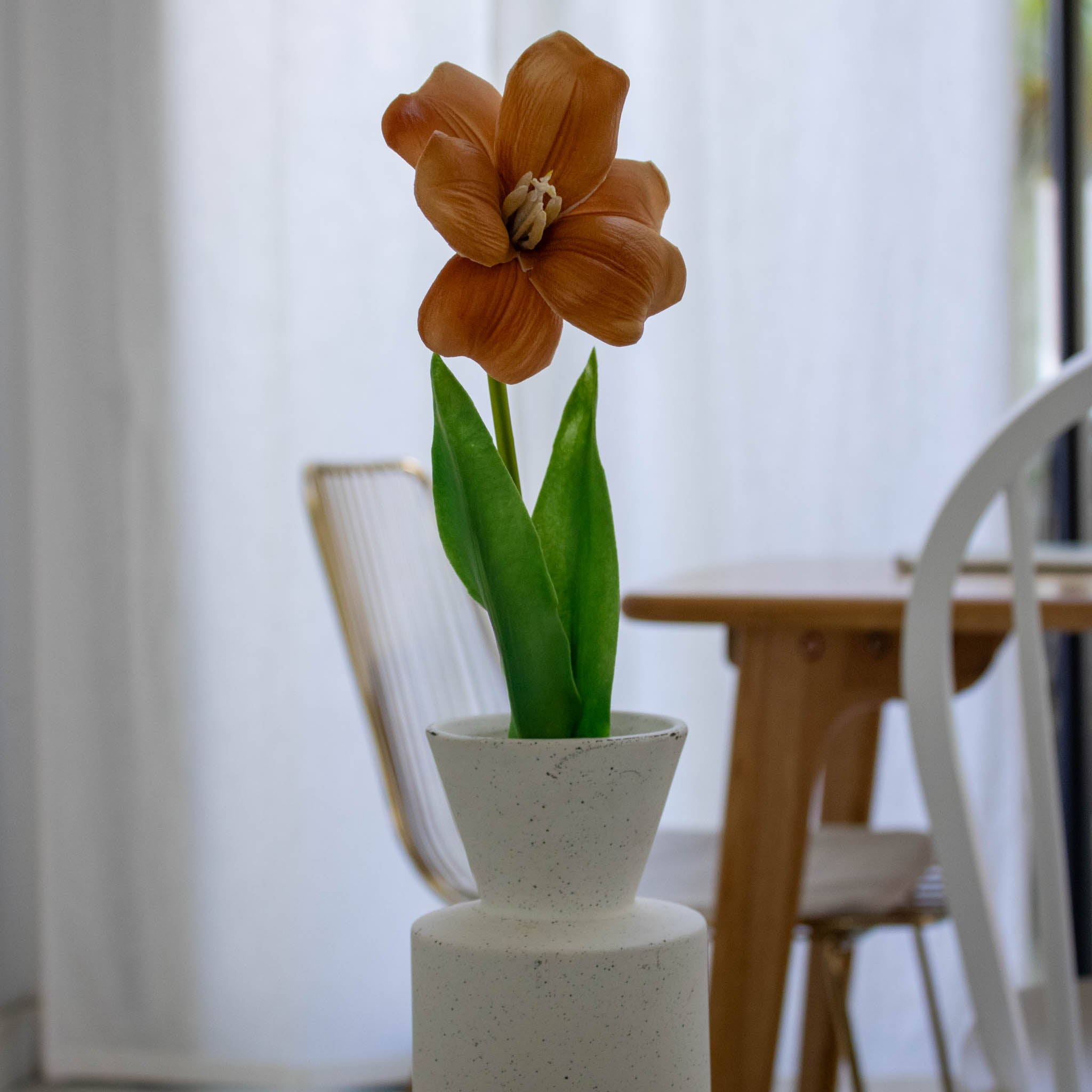 Flowrette Tulipe ouverte orange fleur artificielle x1
