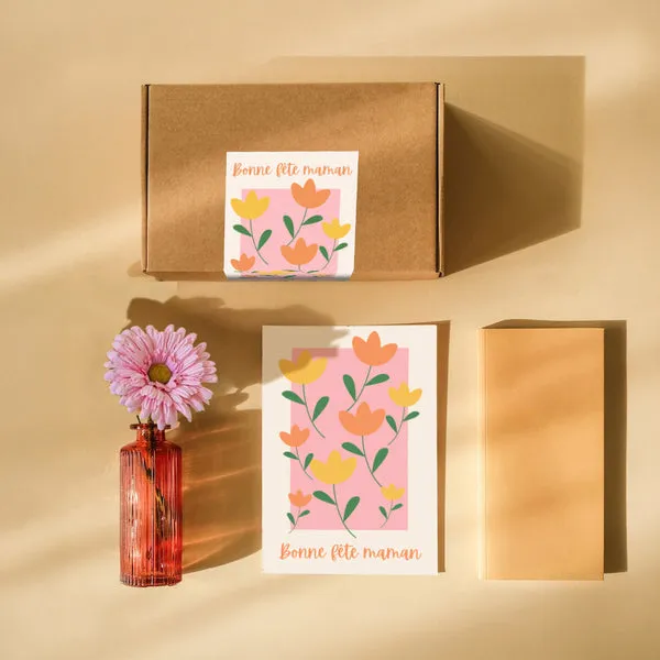 Flowrette Box Fête des Mères gerbera papier rose mini vase