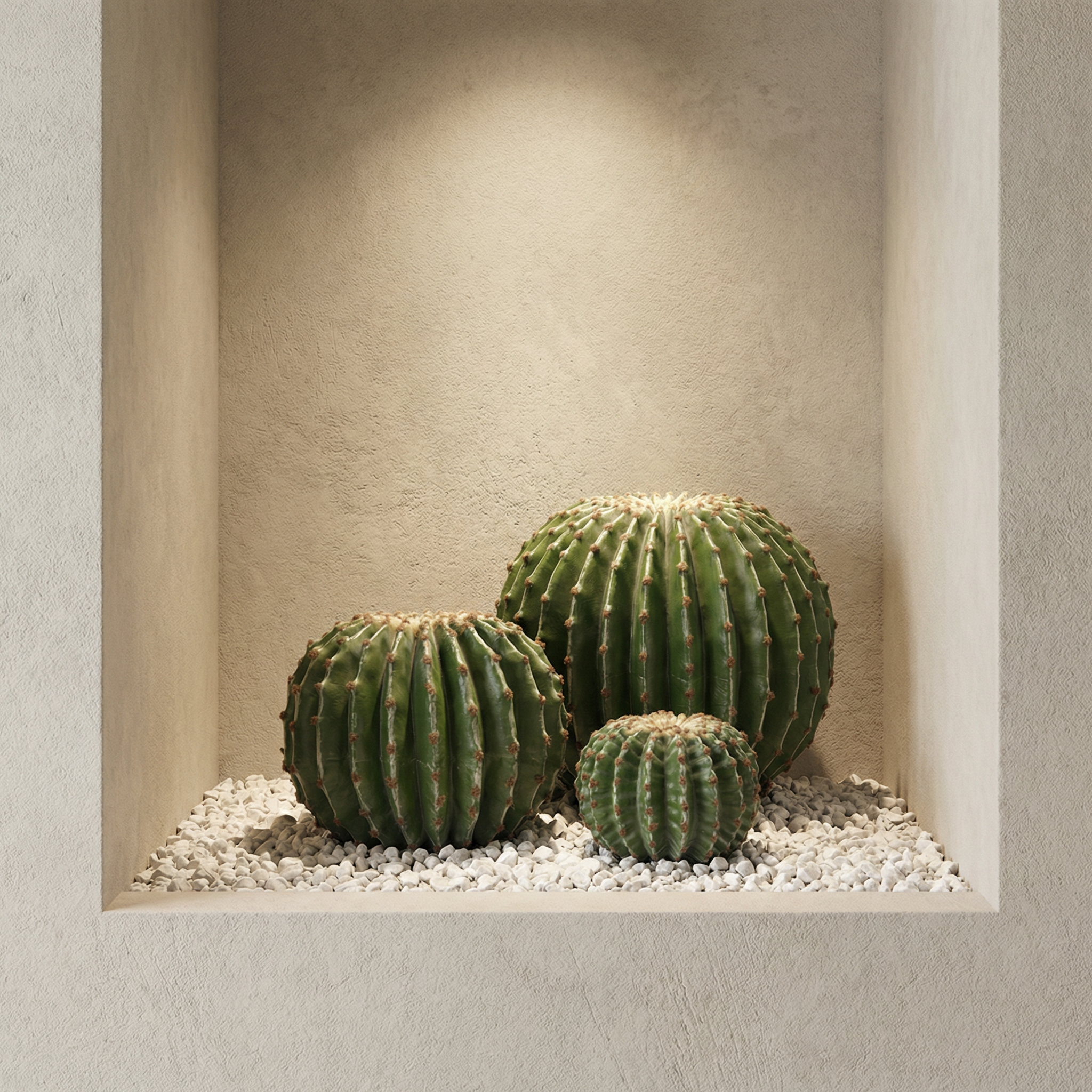 Sia Home Cactus Rond 22 cm plante artificielle verte en pot