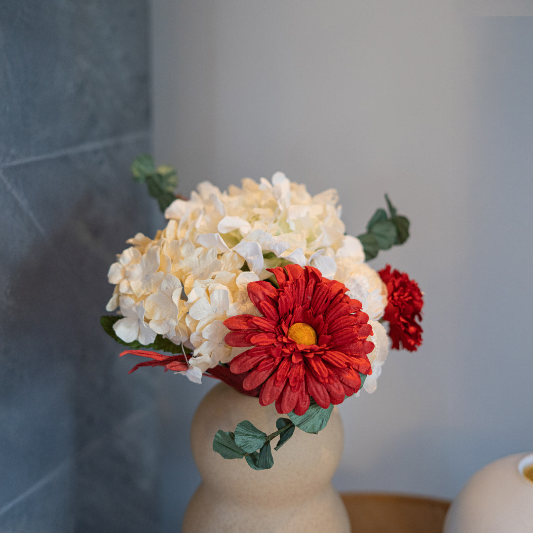 Flowrette Fleurs en papier Bouquet Pollock rouge blanc