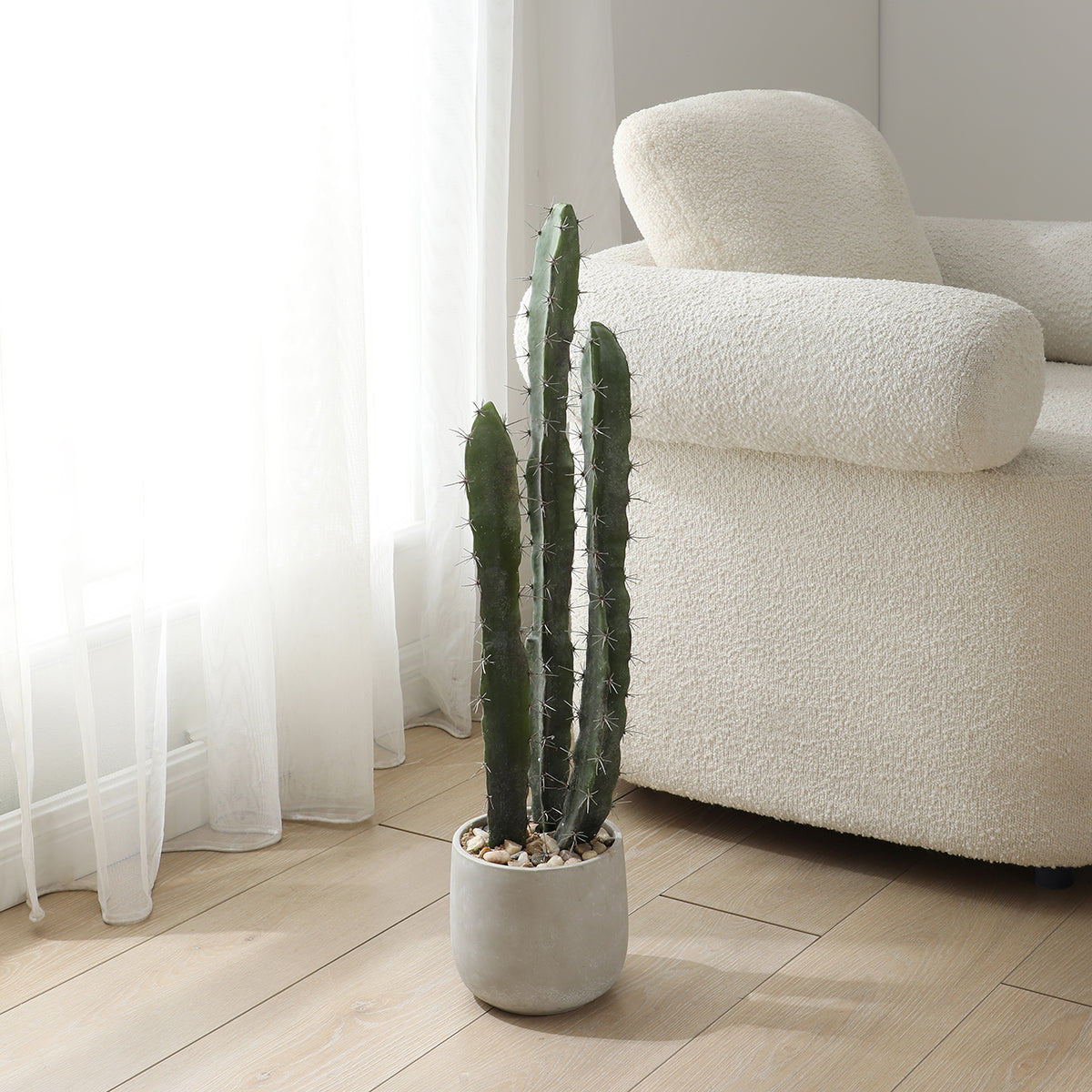 Sia Home Plantes en Pot Cactus 80 cm plante verte pot gris