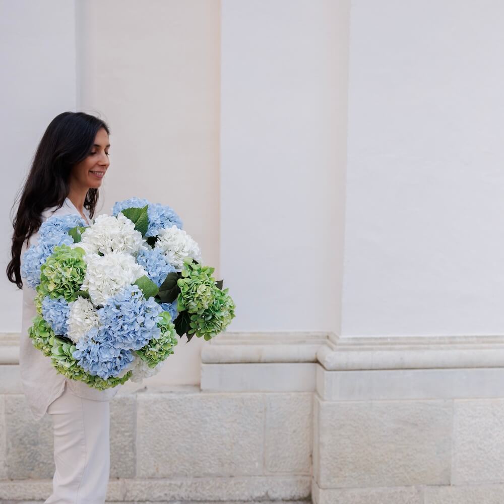 Flowrette hortensia bleu clair fleur artificielle x1