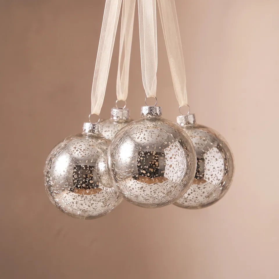 Sia Home Boules de Noël mercurisées argenté coffret 4