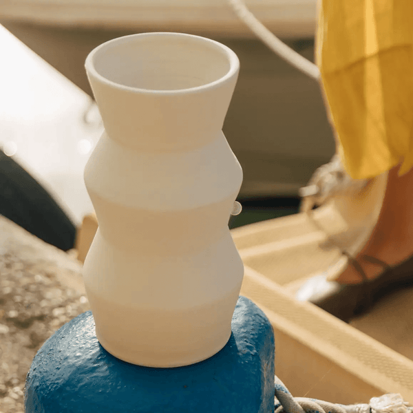 Flowrette Right vase céramique blanche fleurs séchées fait main