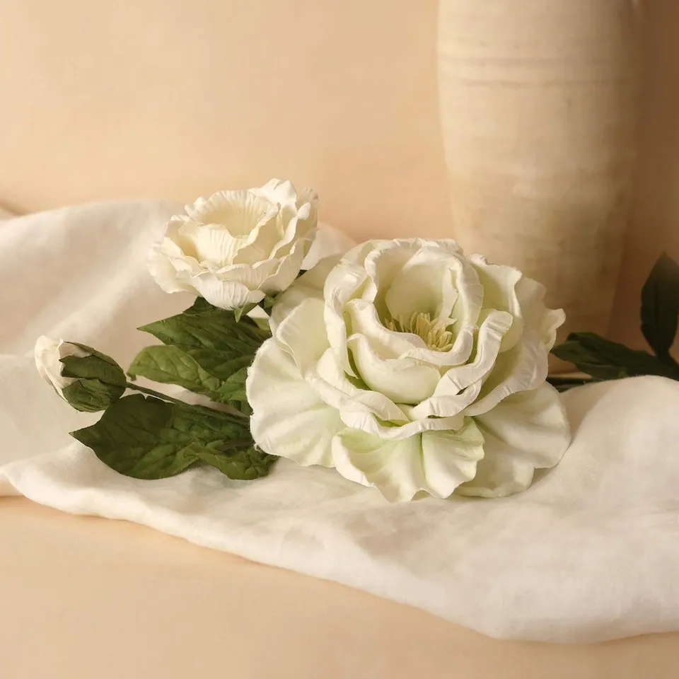 Flowrette Rose Caroline fleur papier blanche x1