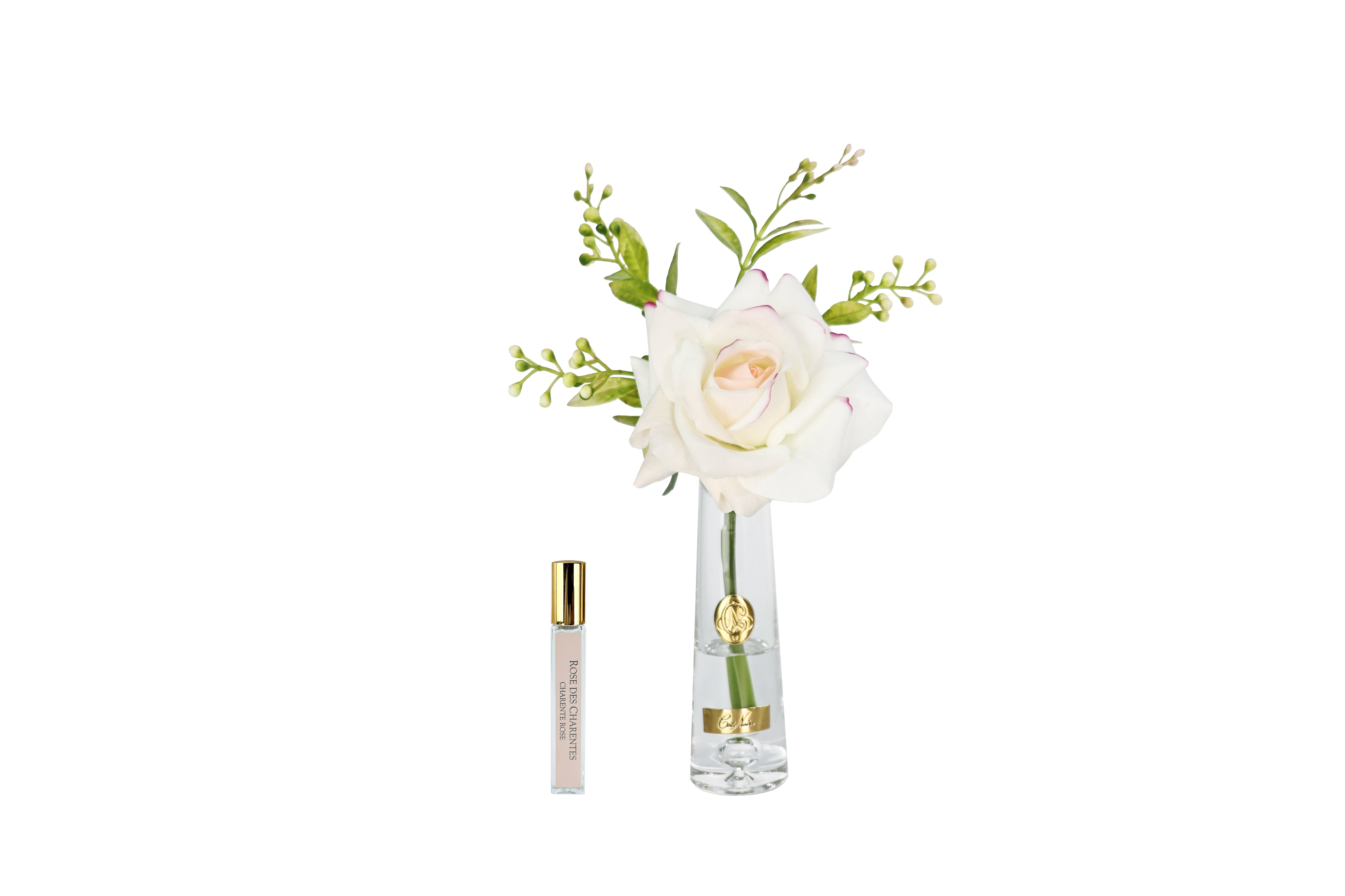 Côte Noire Summer SRG02 rose artificielle blush vase doré