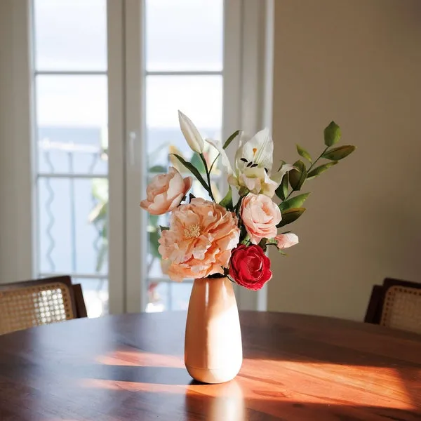 Flowrette Rousseau bouquet fleurs papier lys corail rose durable
