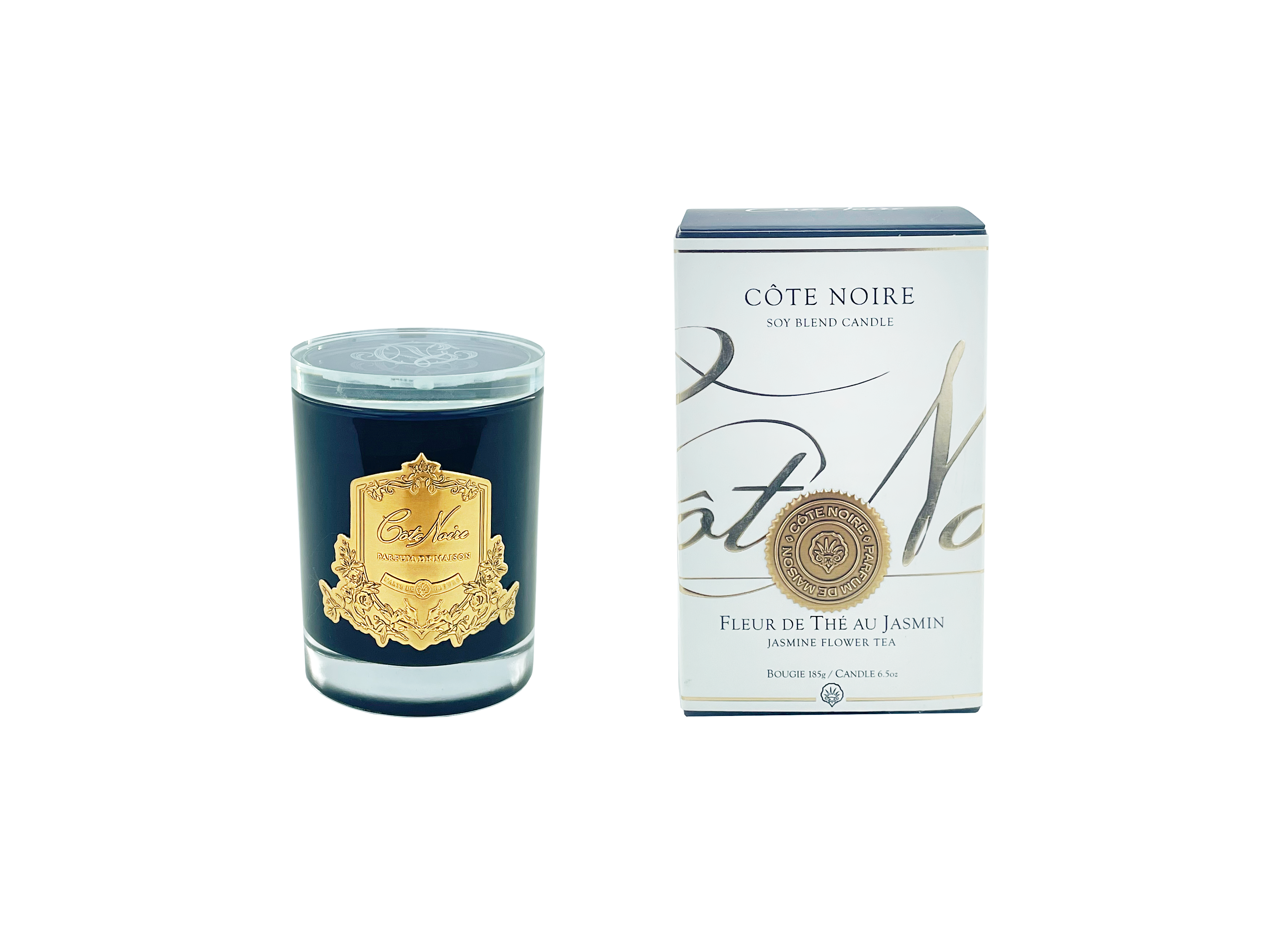 Côte Noire Soy Blend 450 g bougie jasmin verre fumé