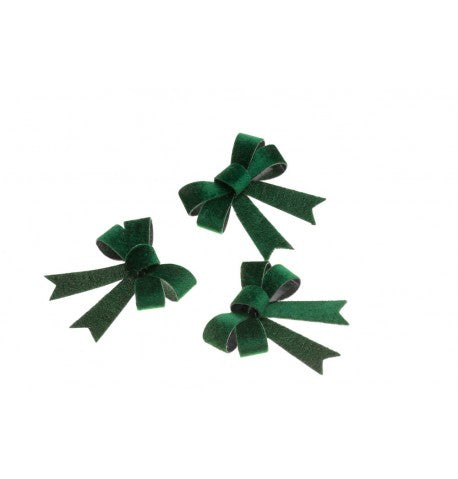 Feuillazur Rungis lot 3 nœuds velours vert 10x12,5cm Noël