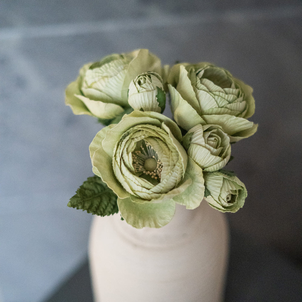 Flowrette Rose queen fleur papier vert tendre x1