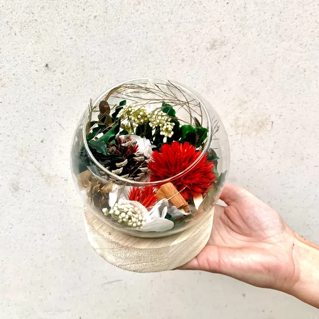 Ateliers Ouchamp Bulles Rue de Siam bulle fleurie Noël 13 cm