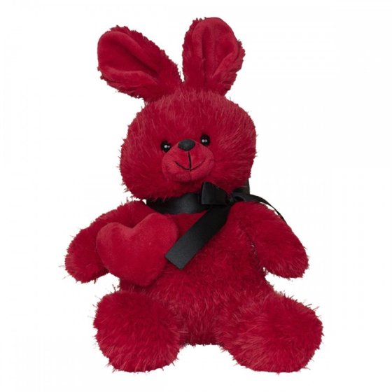 Feuillazur Rungis Lapin rouge cœur nœud peluche grand format