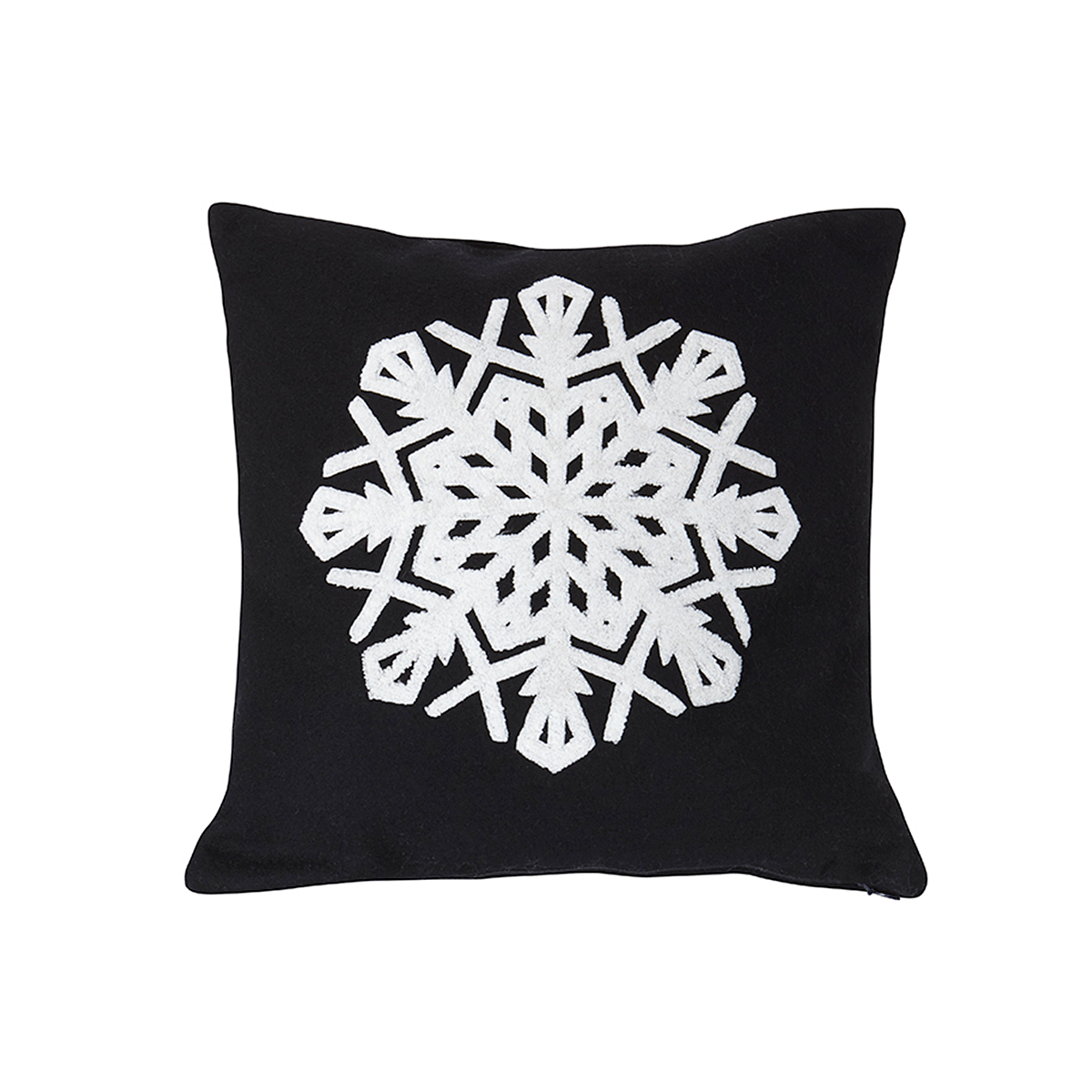 Sia Home Flocon housse de coussin Noël noir 40 cm laine