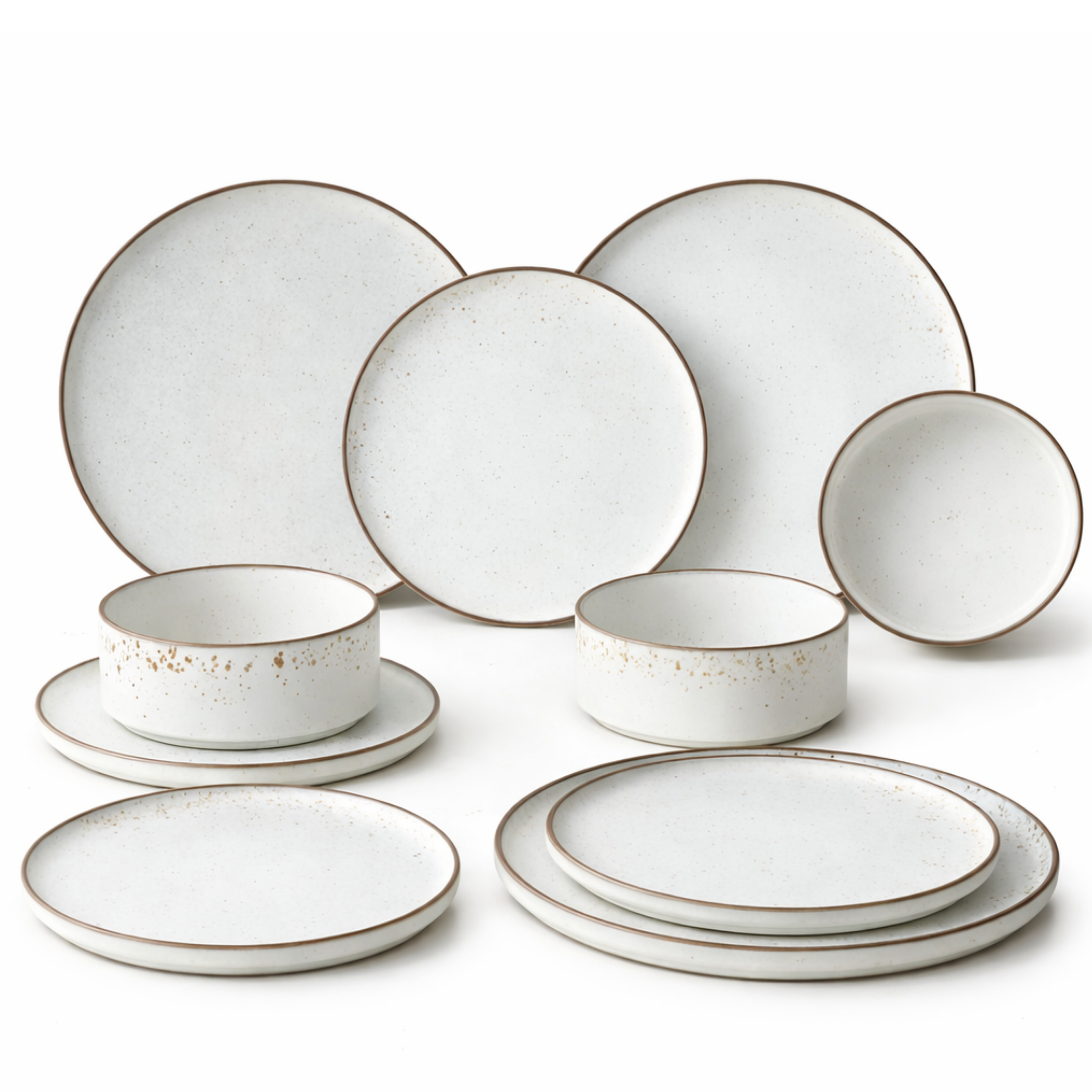 Sia Home Karlstad service 16 pièces grès blanc marron 27 cm