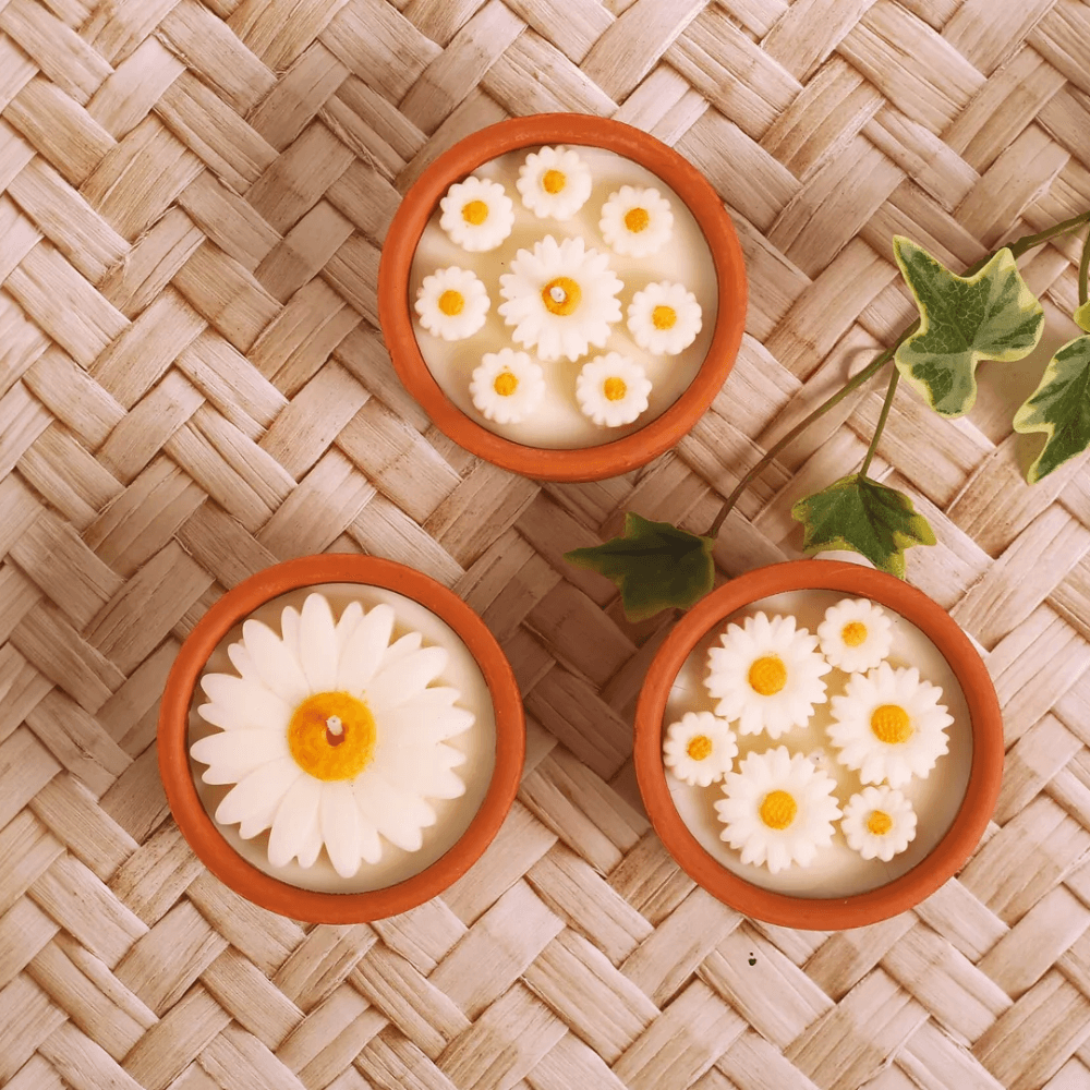 Flowrette kit bougies DIY pots terre cuite marguerites