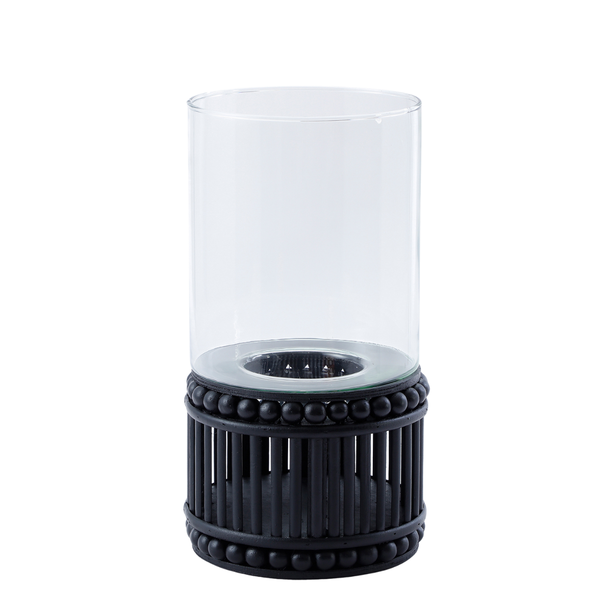 Sia Home Perline porte-bougie bois noir 35,5 cm rotin