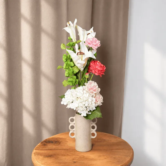 Flowrette Clémence bouquet artificiel blanc rose sans entretien