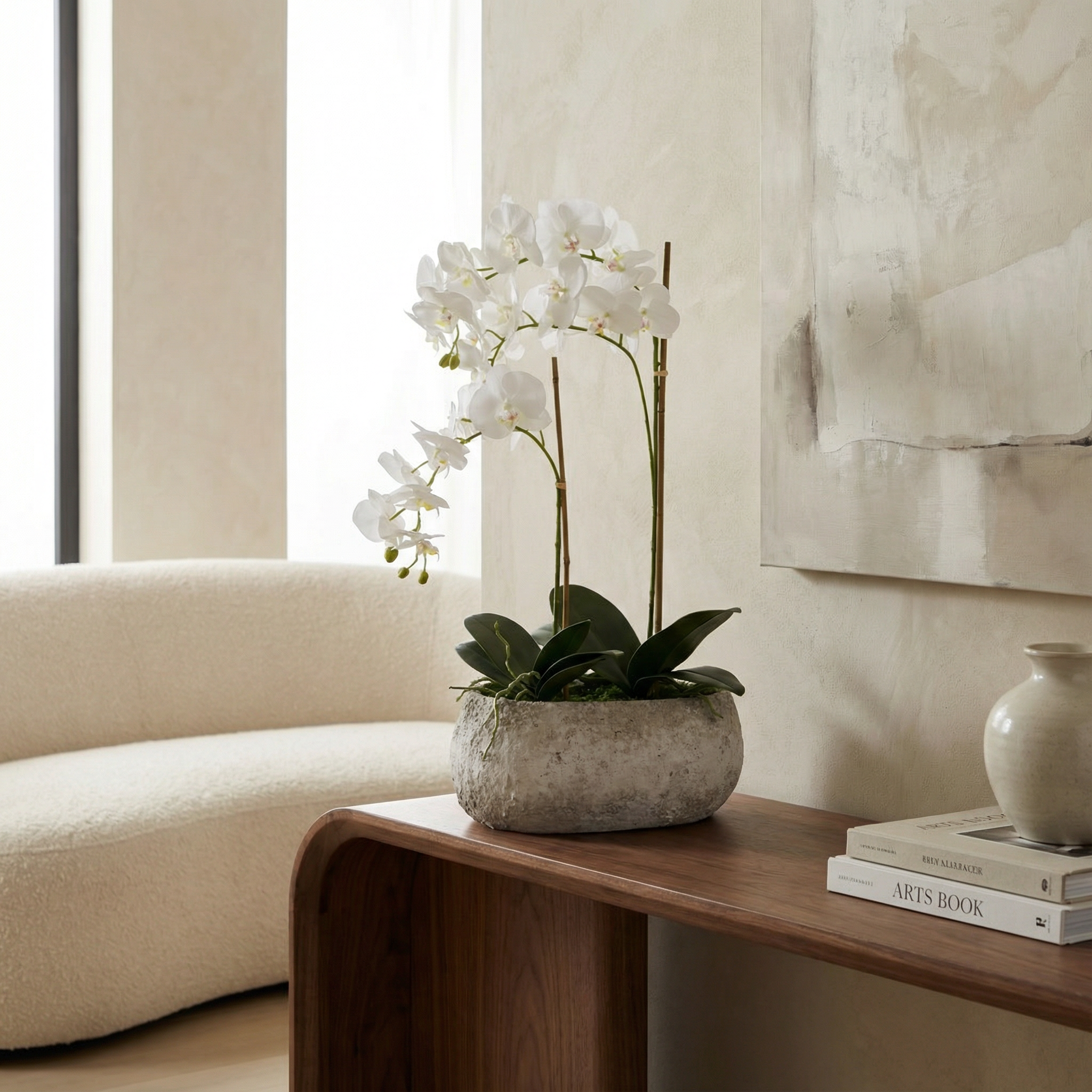Sia Home Séréna composition orchidée artificielle 58 cm blanc