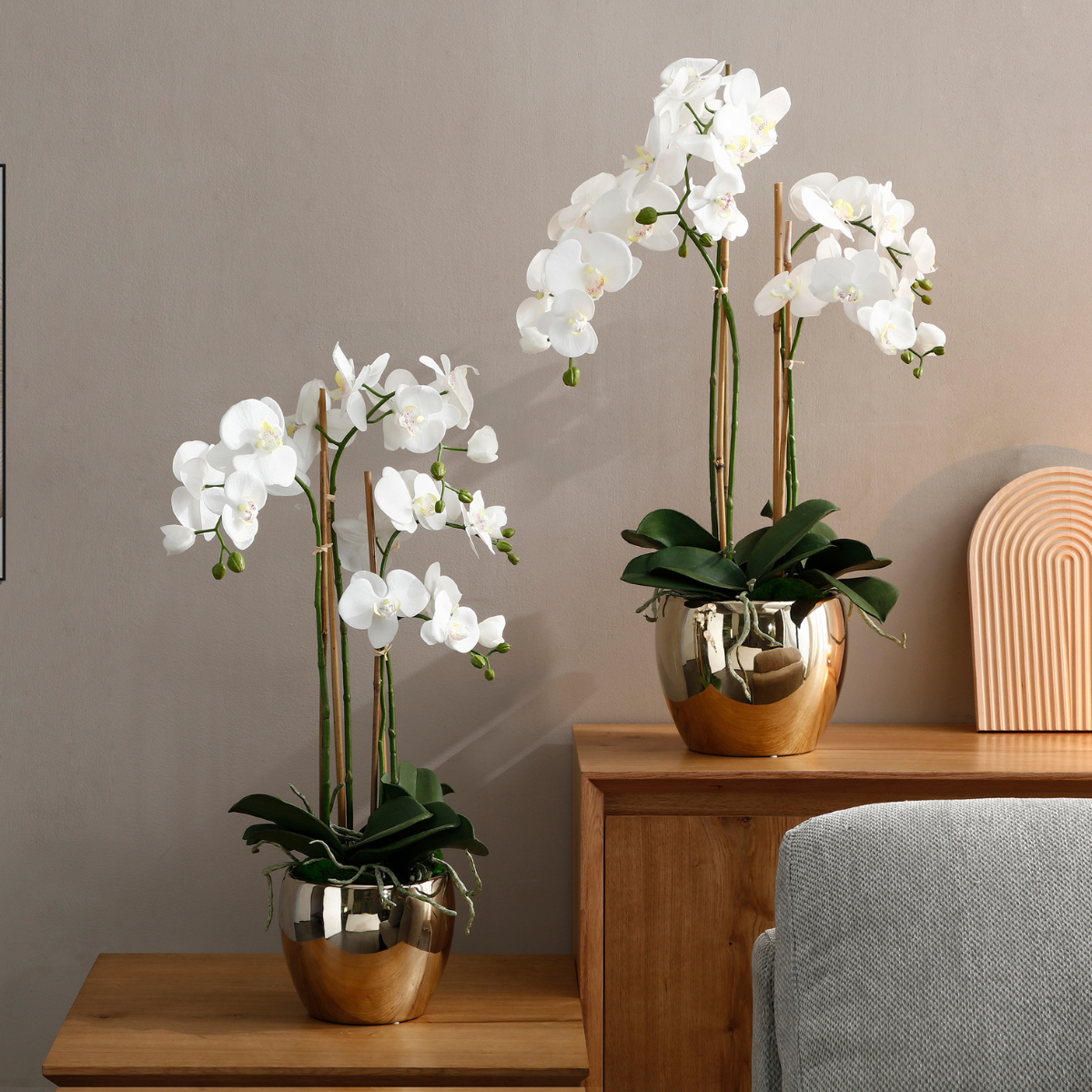 Sia Home Composition orchidée artificielle vase doré 79cm