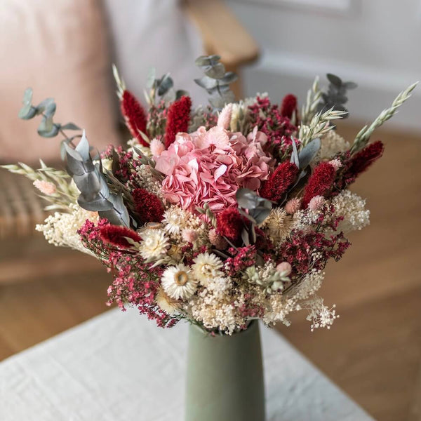 Flowrette Léon bouquet fleurs séchées rouge rose vert