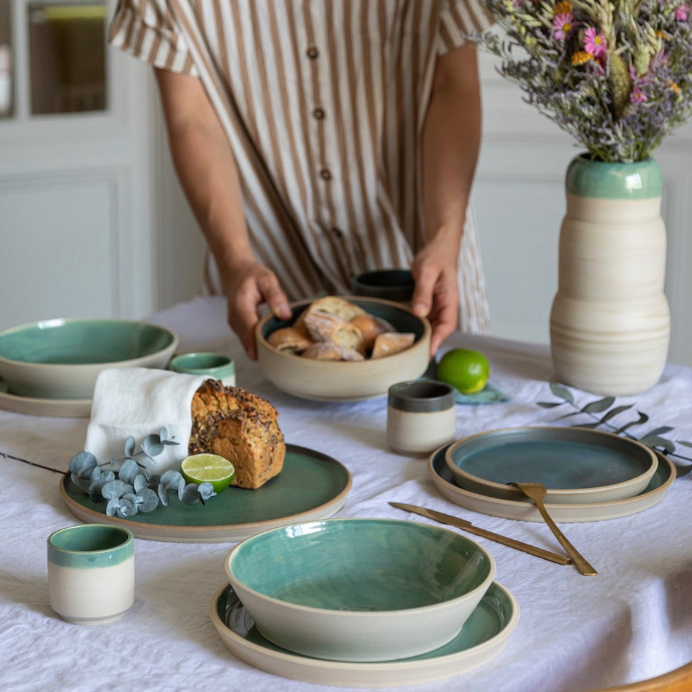 Flowrette Hélios assiette creuse céramique 21 cm verte x1
