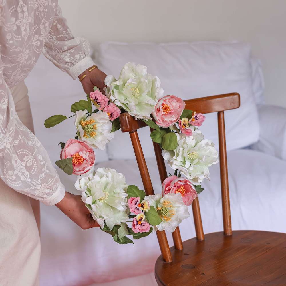 Flowrette Rubens couronne murale papier 45 cm roses