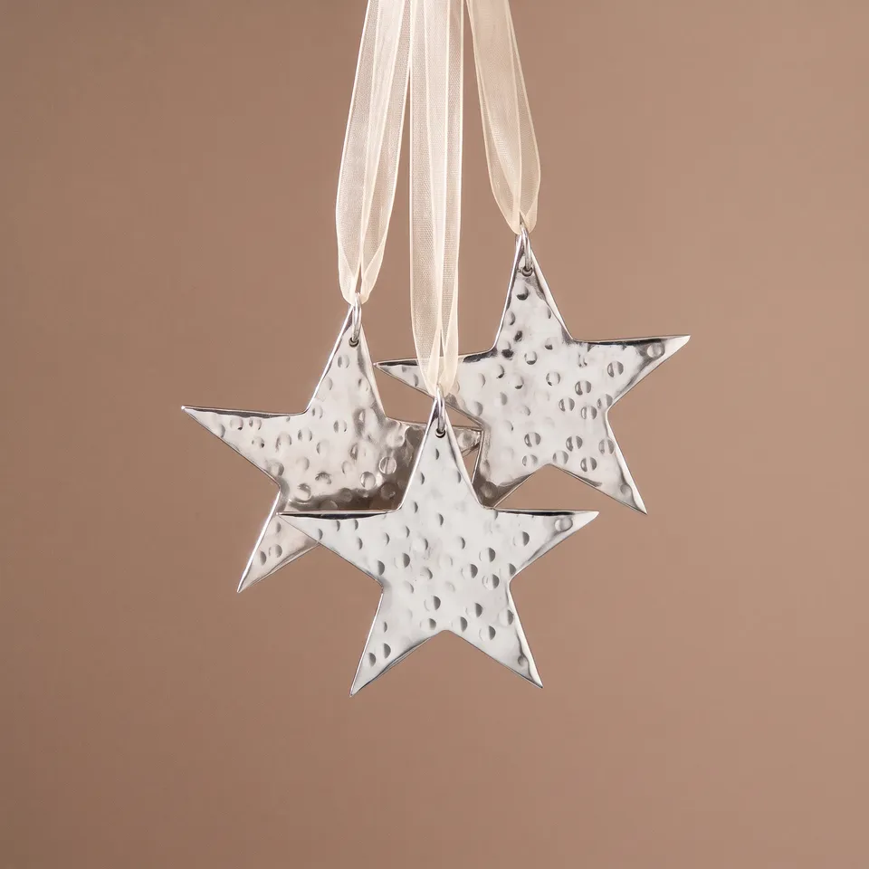 Sia Étoile Métal suspension Noël argenté 10 cm en fer