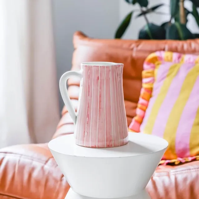 Flowrette Pichet rayé saumon vase céramique fait main