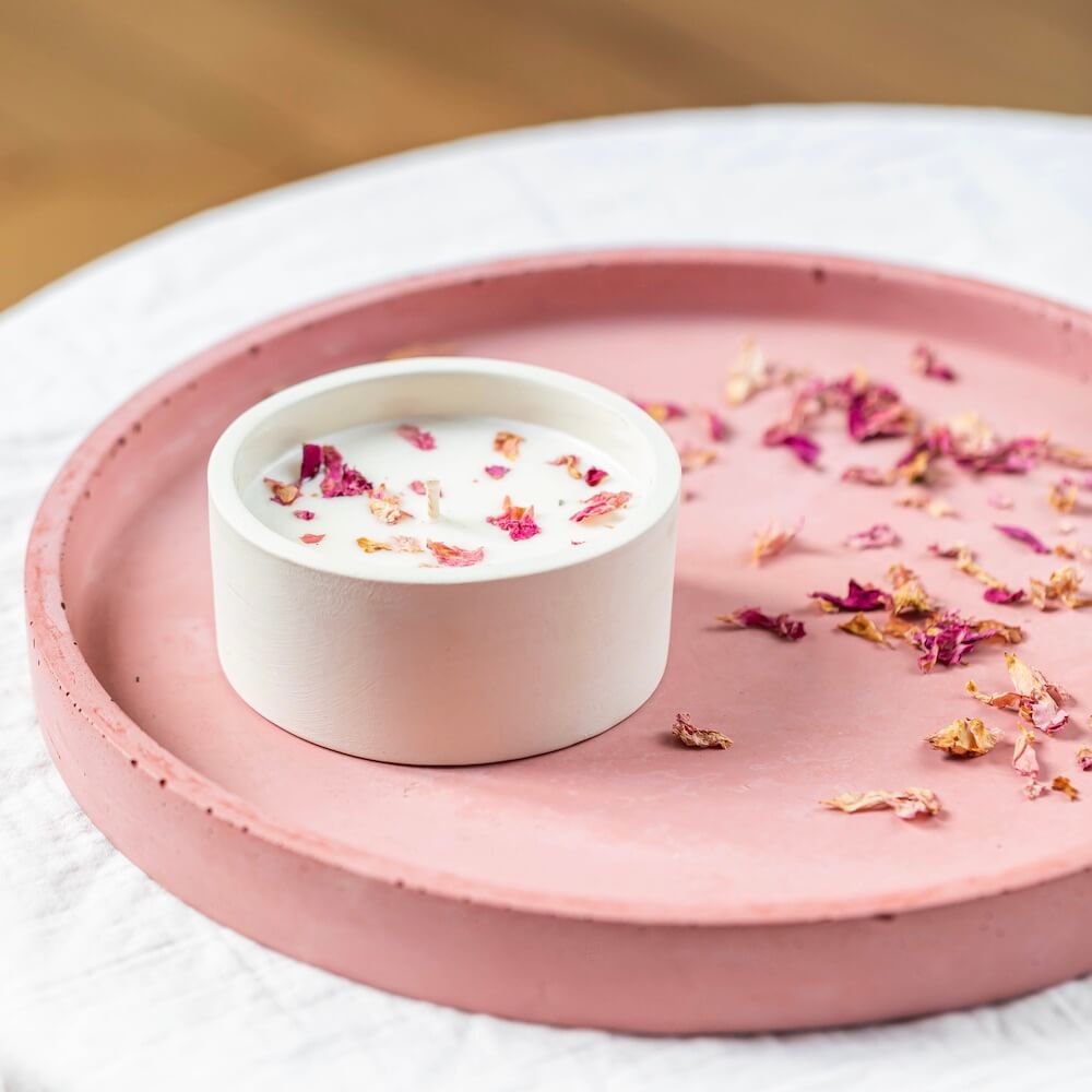 Flowrette bougie Saint-Valentin rose sauvage cire soja