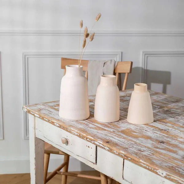 Flowrette Braga Vase artisanal taille M blanc brut