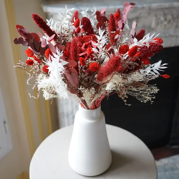 Flowrette Bouquet Beautiful Love fleurs séchées rouge blanc