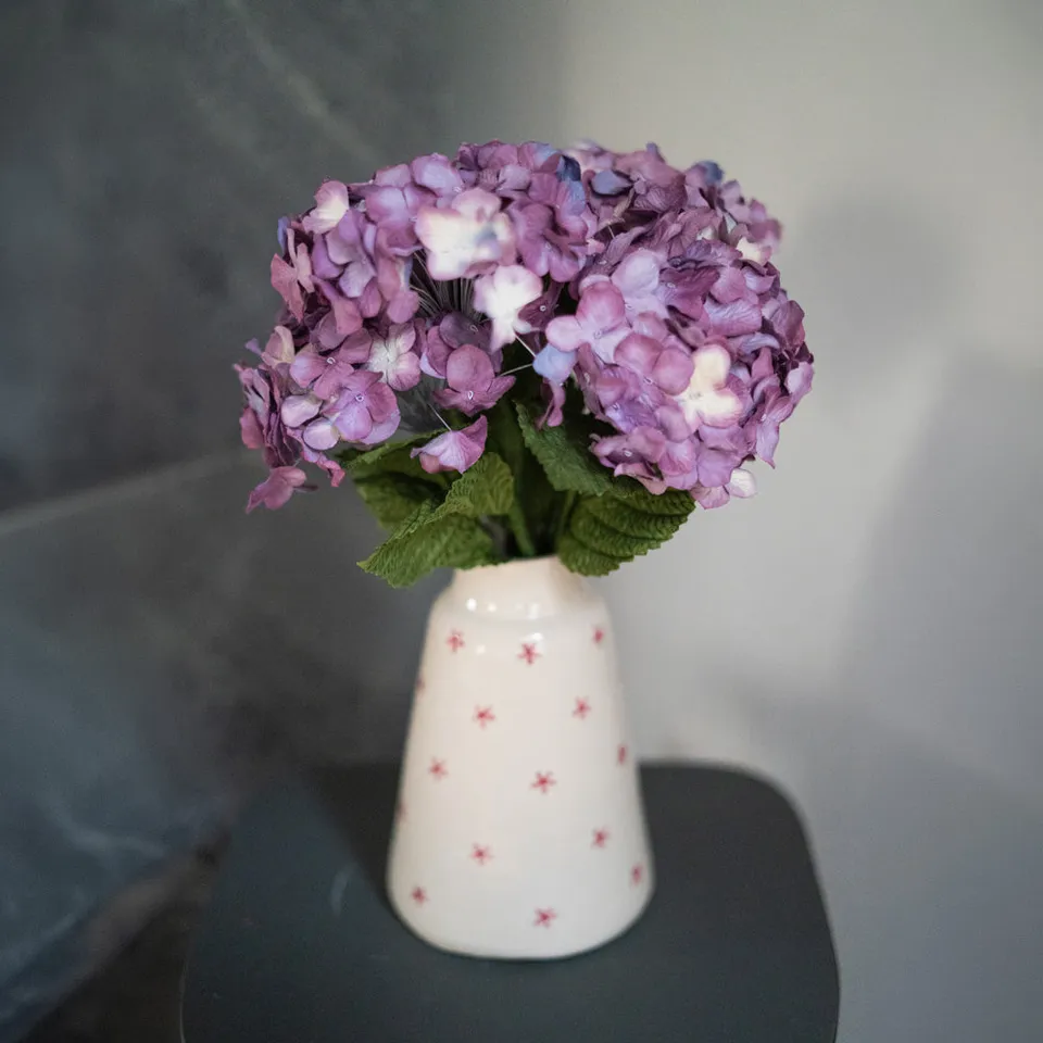 Flowrette Hortensia papier mauve marbré fleur tige x1